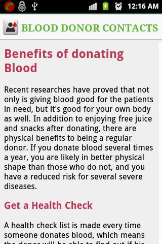 Blood Donor Contacts