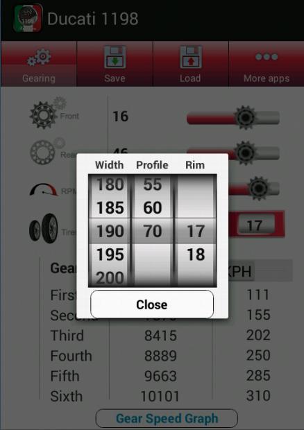 Ducati 1198 SR Gear Ratio Pro