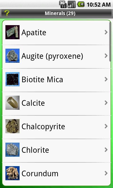 Key: Minerals (Earth Science)