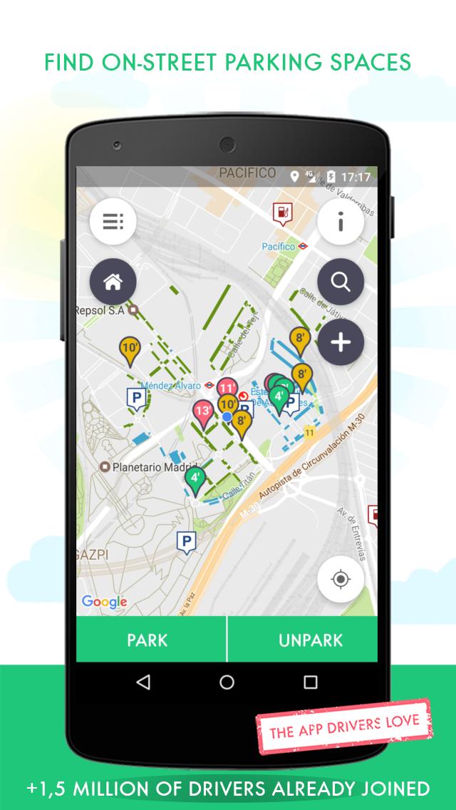 Wazypark free parking places
