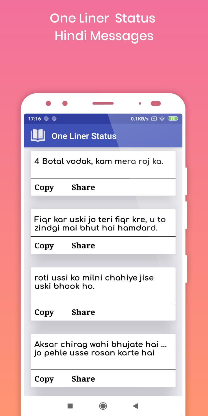 One Liner English Hindi Status Quotes Ads Free