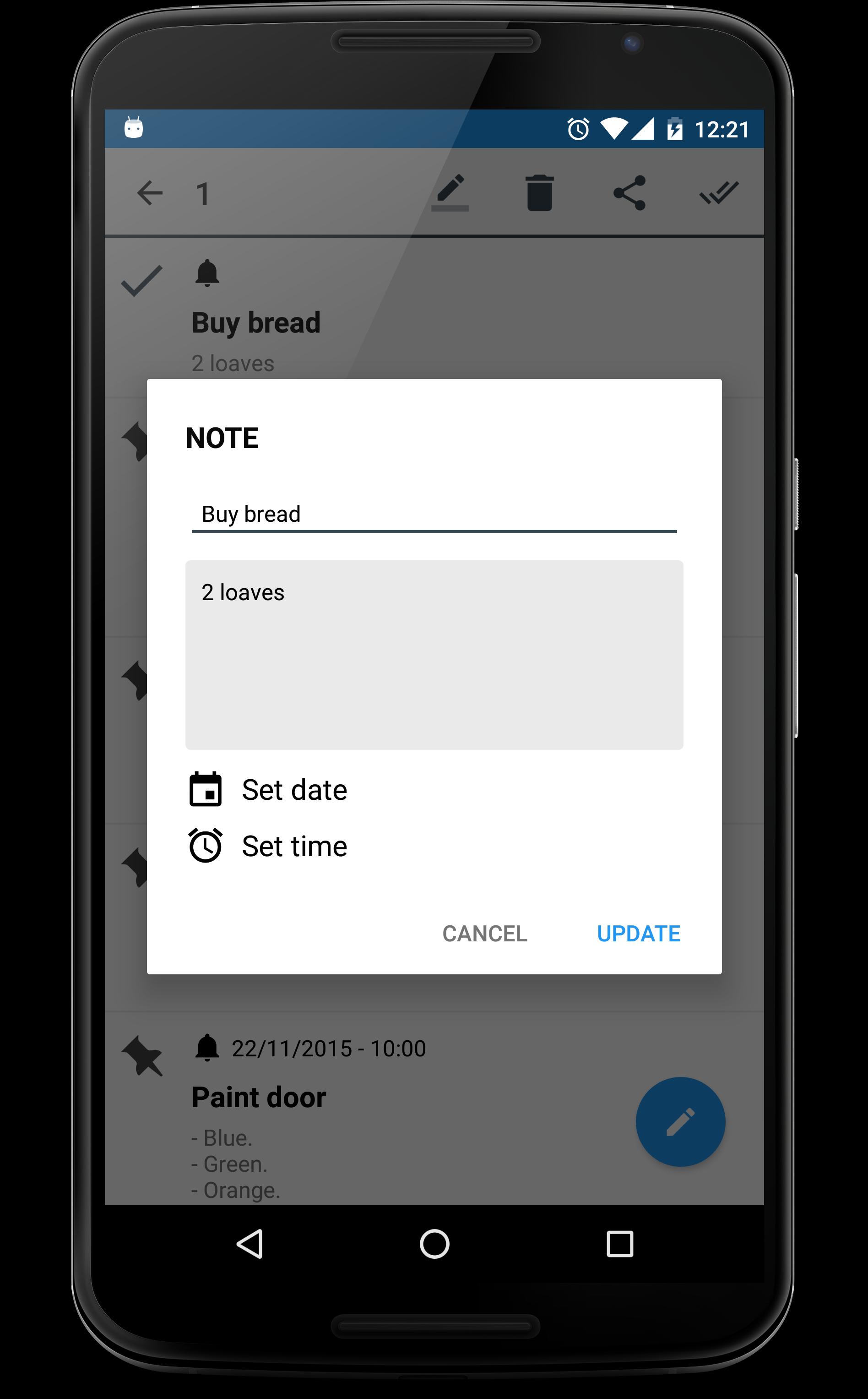 NOTES, ALARMS & TASKS