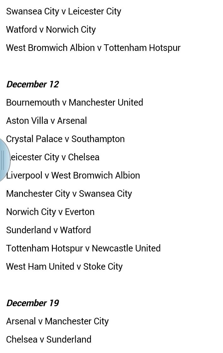 EPL Fixture Season 2015/16