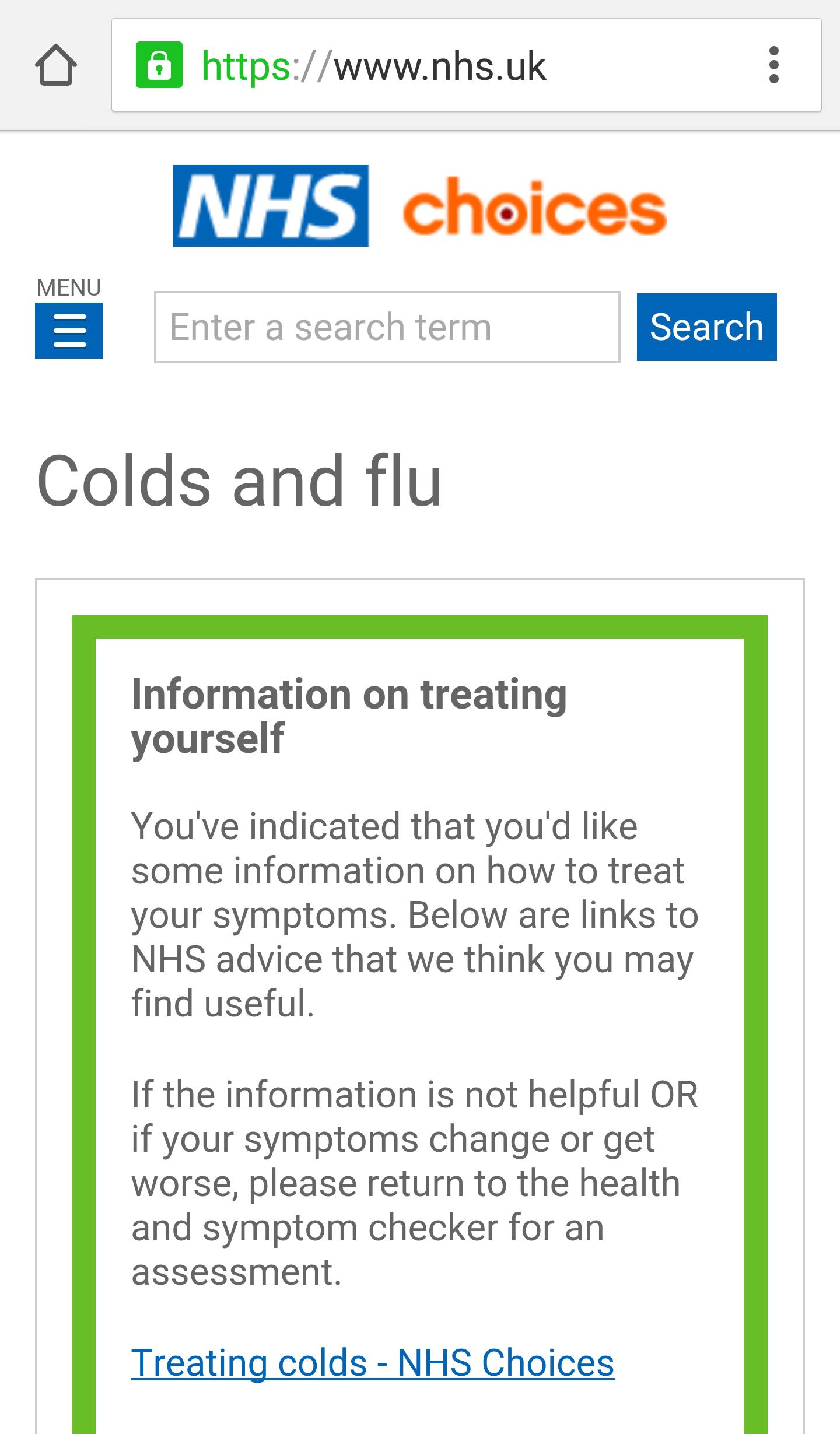 NHS Health and Symptom checker