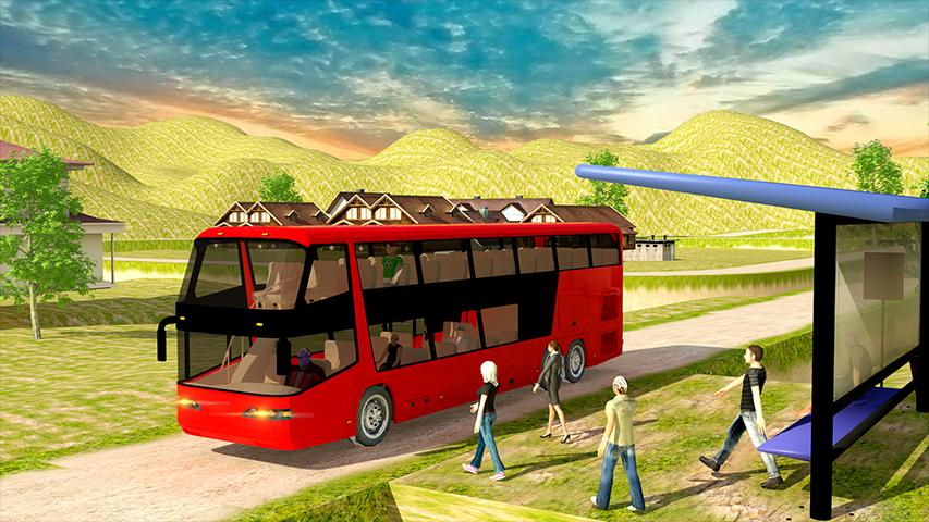 Coach Bus Offroad Down Hill