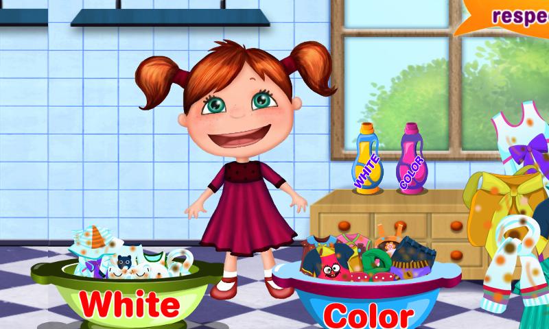 Laundry Girl Washing Clothes